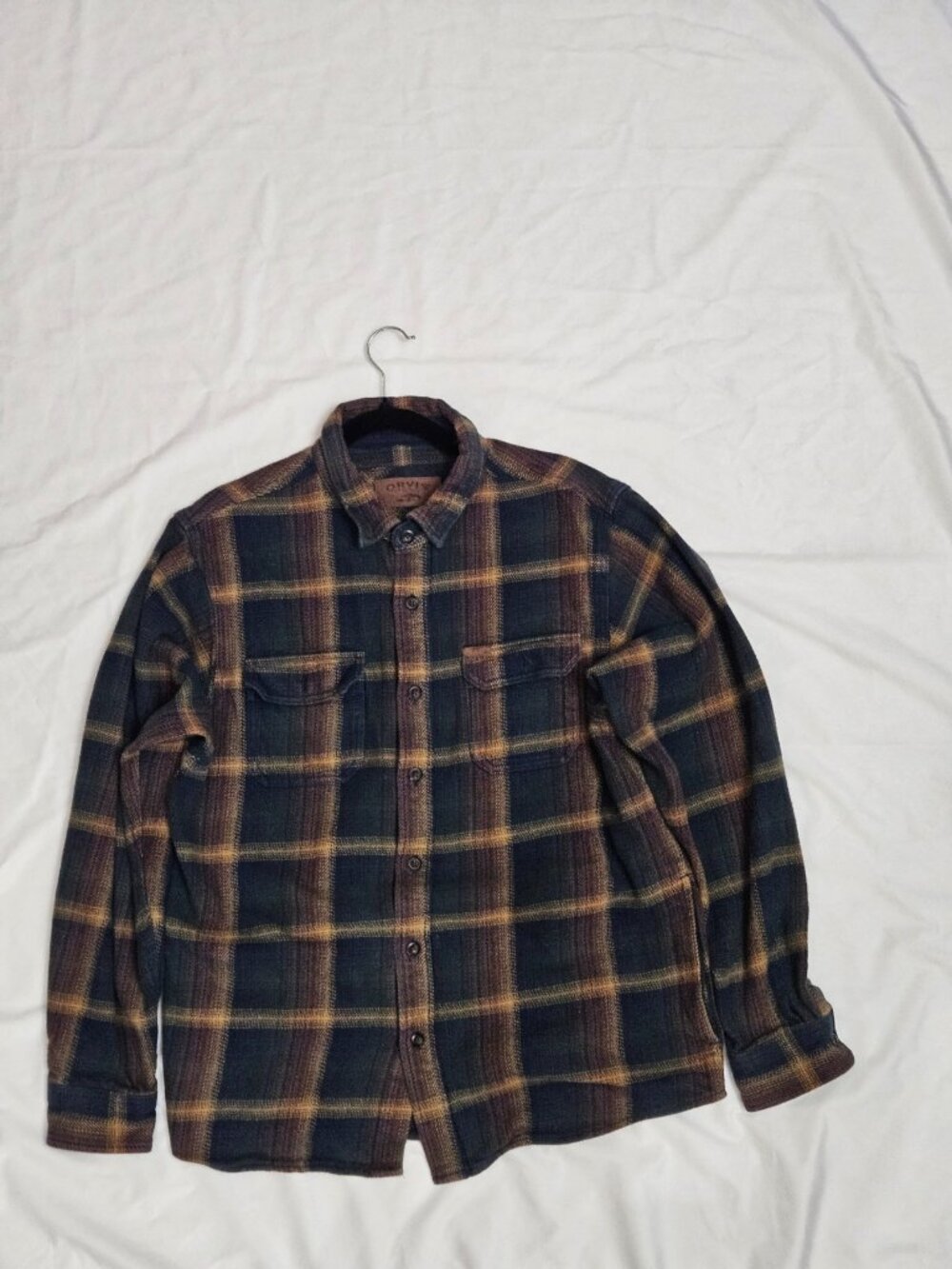 Orvis Men's Large, Heavyweight, Outdoor Cabincore Cotton Flannel Plaid Shirt
